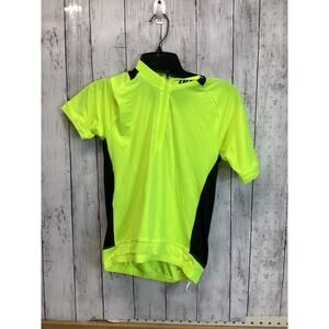 Louis Garneau Boys Neon Yellow Zip Cycling Shirt Size Large